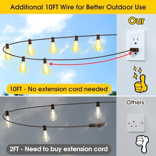 Larkvue 100FT Outdoor String Lights, Patio Light with 32 A39 Bulbs, Brown - Image 4