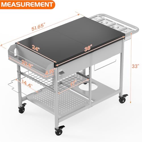 Pizza Oven Table, Grill Cart Table for Blackstone Griddle Pit Boss Portable Grill Tabletop Smoker Outdoor Pizza Oven Stand Fits Ninja, Cuisinart, Gozney, Outside Cooking BBQ Prep Table Station - Image 7