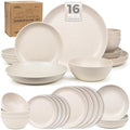 Grow Forward 16-piece Premium Wheat Straw Dinnerware Sets for 4 - Unbreakable Dishwasher & Microwave Safe Plastic Plates and Bowls Sets - Patio, Outdoors, RV, Camping Dishes - Sahara by GrowForward