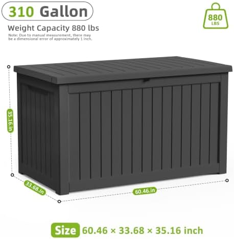 DRATO 310 Gallon Deck Boxes Outdoor Waterproof, Large Lockable Storage Box - Image 2