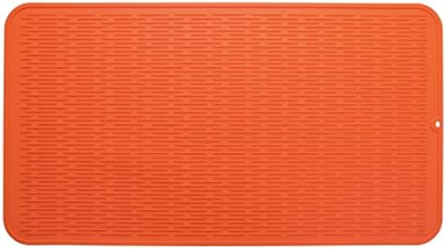 MicoYang Silicone Dish Drying Mat for Multiple Usage,Easy clean,Eco-friendly,Heat-resistant Silicone Mat for Kitchen Counter or Sink,Refrigerator or Drawer Liner Orange 4XL 32 inches x 18 inches by MicoYang