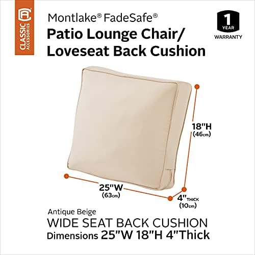Classic Accessories Montlake FadeSafe Patio Lounge Chair/LoveSeat Back Cushion, 25 x 18 x 4 Inch, Antique Beige, Patio Furniture Cushions - Image 2
