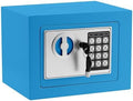 Small Safe Box With Digital Keypad & Keys - 9.05 x 6.7 x 6.7 Inches Wall Safe 0.23 Cuft Mini Security Lock for Money, Cash, Coin, Jewelry - Home Office Hotel Rooms Business (Blue2) by ELLAIG