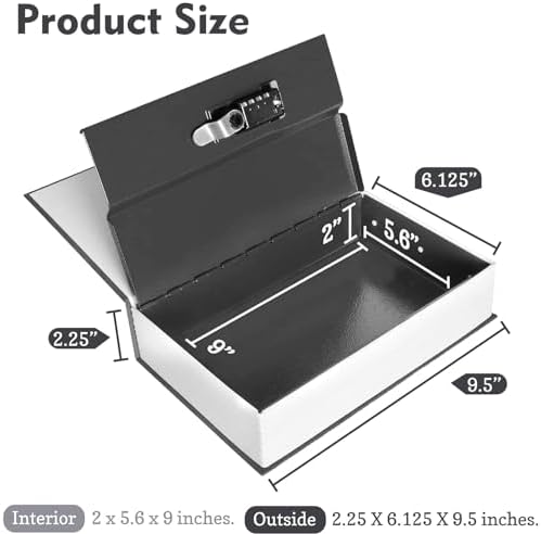 Decorative Book Safe with Combination Lock, Diversion Faux Book Hidden Safe - Image 2