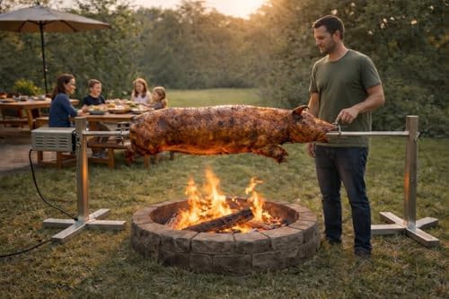 Smoke Daddy 53” Portable Electric Rotisserie Grill Kit – Heavy-Duty Spit Roaster for Whole Pig, Lamb & Large Meats - Image 2