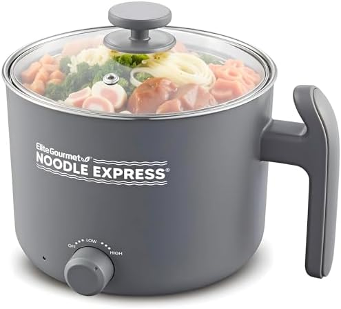 Elite Gourmet 1.25Qt Noodle Express Electric Hot Pot, Stainless Steel by EliteGourmet