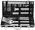 Grilljoy BBQ Accessories Grill Tools Set - 22PCS Stainless Steel Barbecue Grill Accessories for Outdoor Grill with Black Aluminum Case - Christmas Grilling Gifts for Men & Dad -Grill Tools Kit by grilljoy