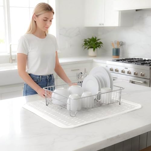 MicoYang Silicone Dish Drying Mat for Multiple Usage,Easy clean,Eco-friendly,Heat-resistant Silicone Mat for Kitchen Counter or Sink,Refrigerator or Drawer Liner White 2XL 24 inches x 18 inches - Image 6