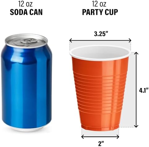 DecorRack 20 Party Cups 12 oz Disposable Plastic Cups for Birthday Party Bachelorette Camping Indoor Outdoor Events Beverage Drinking Cups (Orange, 20) - Image 3