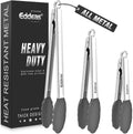 Tongs For Cooking - Silicone Metal Kitchen Tong 7" 9" & 12" Grey by Eddeas