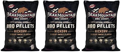 Bear Mountain Premium BBQ Woods FK14 Premium All Natural Low Moisture Hardwood Smoky Hickory BBQ Smoker Pellets for Outdoor Grilling, 20 Pound Bag (Pack of 3) by BearMountainBBQ