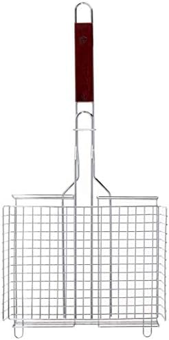 Outset Rosewood Handle Grill Basket, Fish and Vegetable Grill Basket, Chrome - Image 2