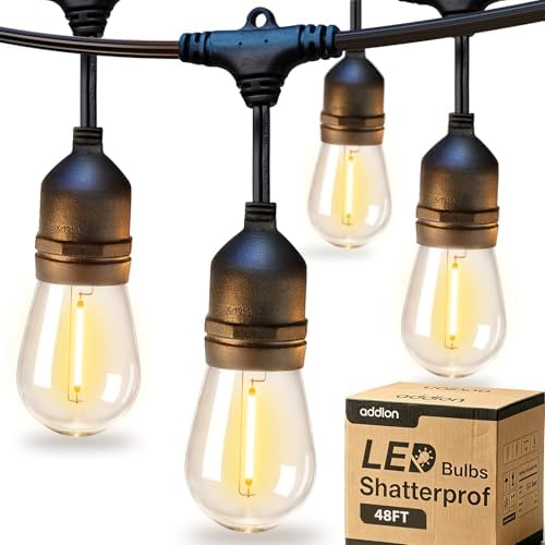 addlon LED Outdoor String Lights 48FT Edison Vintage Weatherproof ETL by addlon
