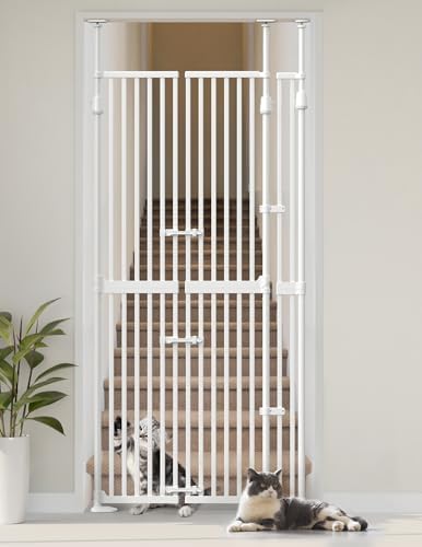 Extra Tall Cat Gate for Doorway: 74.8"-90.5" Tall Cat Gates for Pet 30.3"-38.2" Wide Pressure Mount No Wall Drilling for Indoor Stairs Doorway Room Door Dog Safety Barrier No Toddler by Sprouterie