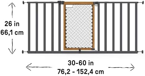 Ingenuity Ingenuity Thruway 60XW Series Extra Wide Safety Pet&Baby Gate,30"-60" Wide,26" Tall,Pressure or Hardware Mounted,Install Wall to Wall in Doorway or Stairway–Honey Oak Stained Wood&Metal - Image 6