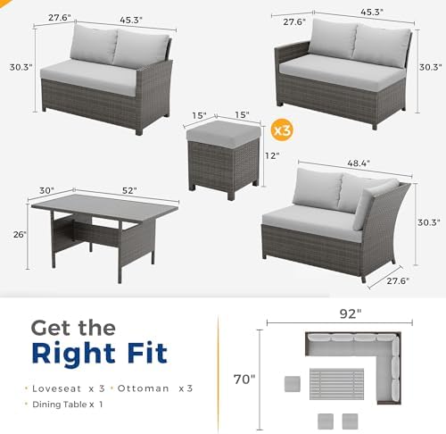 Wisteria Lane 7 Piece Patio Furniture Set, Patio Sectional for All Weather - Image 2
