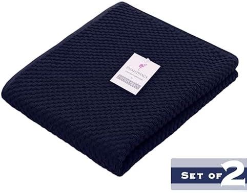 COTTON CRAFT Pool Lounge Chair Cover - 2 Pack Euro Spa Waffle Weave - Navy - Image 2