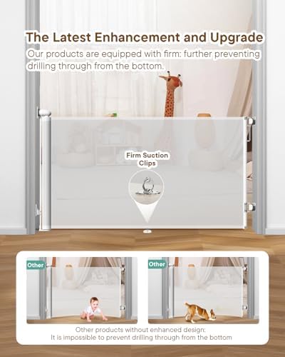 Retractable Baby Gates, 34" Tall Fits Up to 55" Wide, White - Image 3