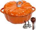 Pumpkin Enamel Cast Iron Dutch Oven 4 QT Cocotte Pot with Lid Dual Handles by Unknown