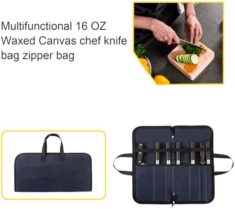7 Slots Cutlery Chefs Knife Roll Bag Storage Case Mens Travel Blue - Image 4