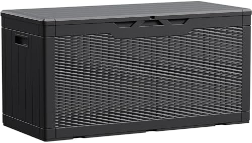 Devoko 100 Gallon Waterproof Deck Box, Resin Large Outdoor Storage Box by DEVOKO
