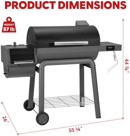 Feasto 30'' Charcoal Grill w/Offset Smoker, Digital Display & Meat Probes - Image 2