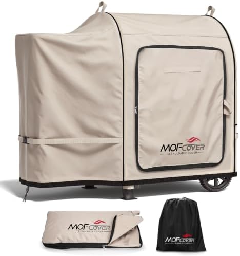 Foldable Grill Cover for Pit Boss 700FB 73700, Waterproof 600D Heavy Duty Wood Pellet Smoker Cover, Fade＆Tear Resistant Pellet Grill Cover for Lexington 500 540,Khaki by Unknown