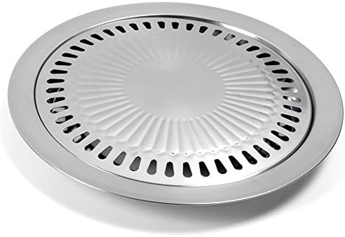 BBQ Plate,korean Style Stovetop,Smokeless Indoor Stainless Steel Non-stick Roasting Round Barbecue Grill Pan For Indoor Outdoor Camping BBQ, Cooking Delicious Roasting Food - Image 2