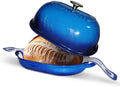 Cast Iron Bread Oven,6 QT Bread Oven,Thick Enameled Loaf Pan with Lid,Bread Pans for Homemade Bread,14.5"Dutch Oven for Bread Baking,Dutch Oven-with Silicone Baking Mat&Recipe,Gifts for Family,Blue by Unknown