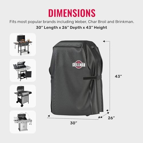 Grillman Waterproof BBQ Grill Cover for Outdoor Grills, 30 Inch, Black - Image 3