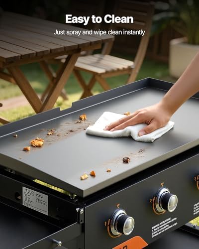 VEVOR Gas Griddle, 4-Burner Flat Top Grill, 36 inch Grill Plate Foldable Propane Griddle with Wheels, 60000 BTU Outdoor Flat Top Grills for Pan-Frying, Grilling, Stir-Frying, & BBQ, Pulse Ignition - Image 6