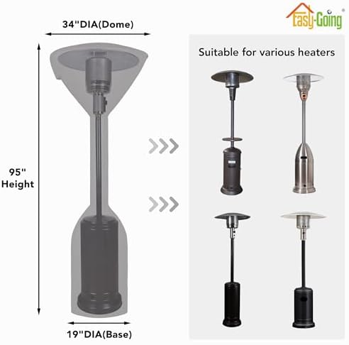 Easy-Going Stand-Up Patio Heater Cover, 95"H x 34"D x 19"B, Grey - Image 2