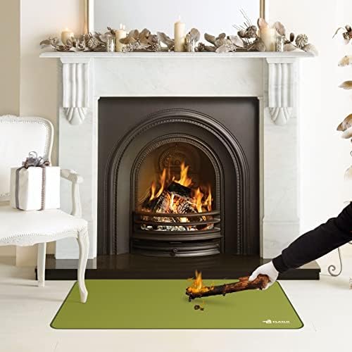 FLASLD Outdoor Fireplace Stove Mat, 24 X 42 inches Fireproof Pad for Floor, Carpet, Rug, Grass, Deck and Patio - Resists Ashes, Sparks, Charcoal, Soot and Flames, Spinach Green - Image 2