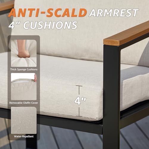 NATURAL EXPRESSIONS 4 Pieces Patio Furniture Sets, Modern Metal Patio Set - Image 4