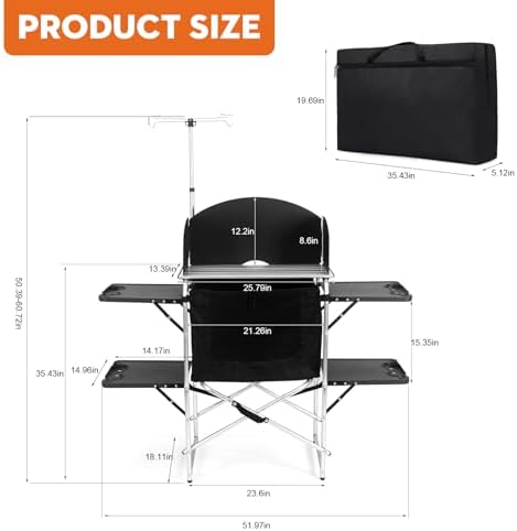 Camping Folding Cooking Table with 4 Panels & Carry Bag for BBQ RV Picnic - Image 3