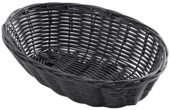 TableCraft Oval Black Woven Plastic Serving Baskets 9 x 6 Inch (Set of 12) - Durable Polypropylene Bread Basket Bulk Pack for BBQ, Grill Out, Fries, Chips, Burgers, Fast Food & Restaurant Cookouts - Image 2