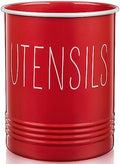 Bivvclaz Kitchen Utensil Holder - 6.7" Utensil Holder for Kitchen Counter - Cooking Utensil Crock with Cork Bottom - Red Decor and Accessories - Countertop Utensil Storage Caddy Organizer by Bivvclaz