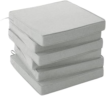 Outdoor Chair Cushions, Set of 6, 19 x 19 Inch, Light Grey by Unknown