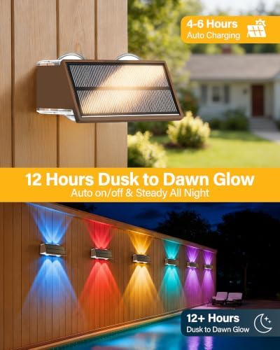 Solar Fence Lights Outdoor, 12 Pack Fence Solar Lights Waterproof - Image 3