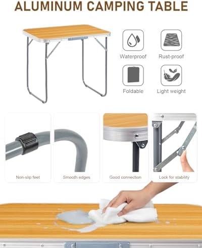 Outvita 2.3ft Portable Folding Camping Table Lightweight Suitcase Wood - Image 4