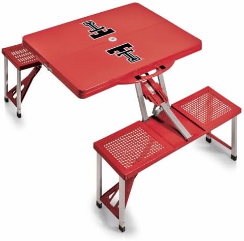 PICNIC TIME NCAA Texas Tech Red Raiders Folding Picnic Table - Camping Table - Outdoor Table with Umbrella Hole, (Red) by PicnicTimeFamilyofBrands