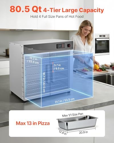 VEVOR Commercial Electric Food Warmer 4-Tier Stainless Steel Double-Door - Image 2