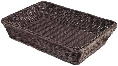RT&BS Large Wicker Bread Basket for Serving, Wicker Fruit Basket, Display Baskets for Vegetable Fruit, Reusable Handwoven Serving Baskets for Kitchen, Store, Restaurant, Outdoor (Coffee, L) by RT%26BS
