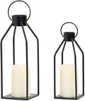 HPC Decor Modern Farmhouse Lanterrn Decor- Black Metal Candle for Summer Night- Lanterns w/Timer Flickering Candles for Living Room,Home,Indoor, Outdoor,Table,Fireplace Mantle Décor by HPCDECOR