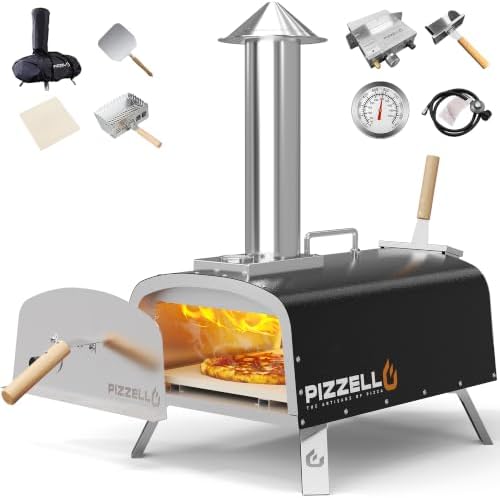 PIZZELLO 12" Outdoor Pizza Oven, Propane & Wood Fired Steel Pizza Grill by PIZZELLO