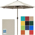 EliteShade USA 10-Year-Non-Fading 10ft Market Patio Umbrella, Commercial Grade Table Sun Umbrella with 80 Solar LED Lights, Crank Open, Windproof & UPF 50+ UV Protection for Garden, Deck, Pool, Backyard, No Tilt, Antique Beige by EliteShade