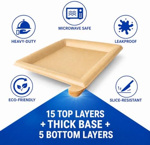 Peel Plate [15-Pack] 225 Servings Total - Large 9.5in X 9.5in Multi-Use Reusable Paper Plates 90% Less Waste For Home or On-The-Go Mealtime & Snacktime, 15 Count - Image 2