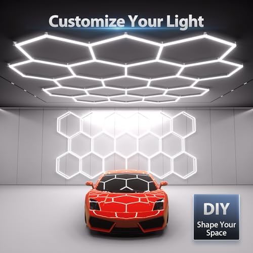Hexagon Garage Lights: 476W 68 Pack 17 Grids LED Garage Lights - Easy Install 6500K Super Bright Honeycomb Light for Warehouse, Car Detailing Shop, Exhibition Hall, Gym - Image 3