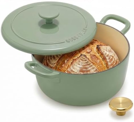 GreenPan x Bobby Flay 5.5QT Enameled Cast Iron Dutch Oven With Lid, Green by GreenPan