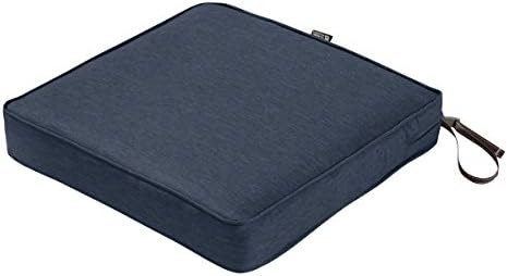 Classic Accessories Montlake Water-Resistant 21 x 21 x 3 Inch Square Outdoor Seat Cushion, Patio Furniture Chair Cushion, Heather Indigo Blue, Outdoor Cushion Cover by ClassicAccessories